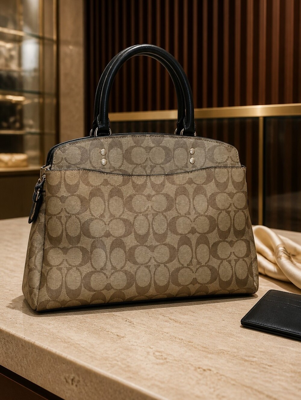 Vintage Coach Lillie Signature Carryall In Signatue Canvas Gold Tone Hardware - Picture 3 of 16